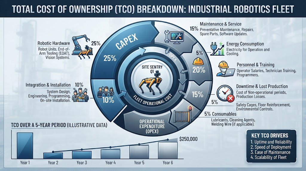 Total cost of ownership industrial robotics diagram chart