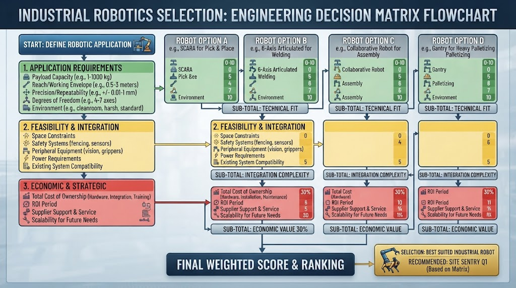 Engineering decision matrix flowchart industrial robotics selection