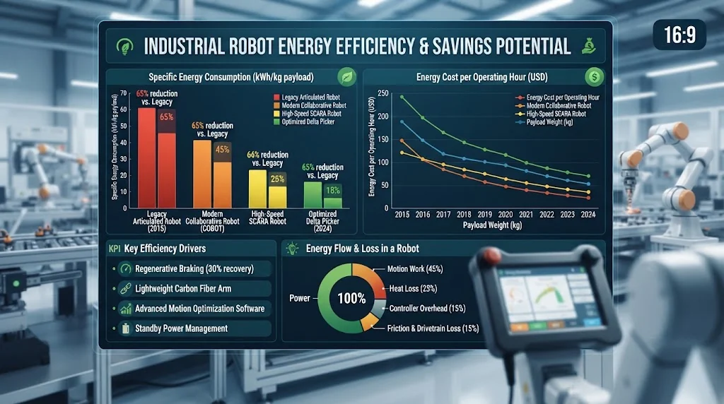 Energy efficiency chart for industrial robots