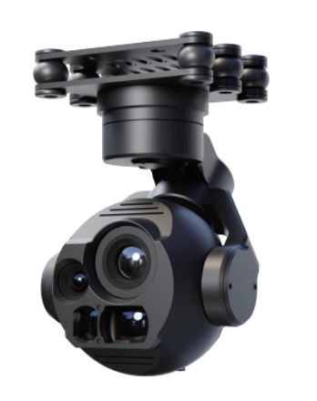 Indoor dual-spectrum PTZ gimbal payload with visible camera and thermal imager for mall patrol robot